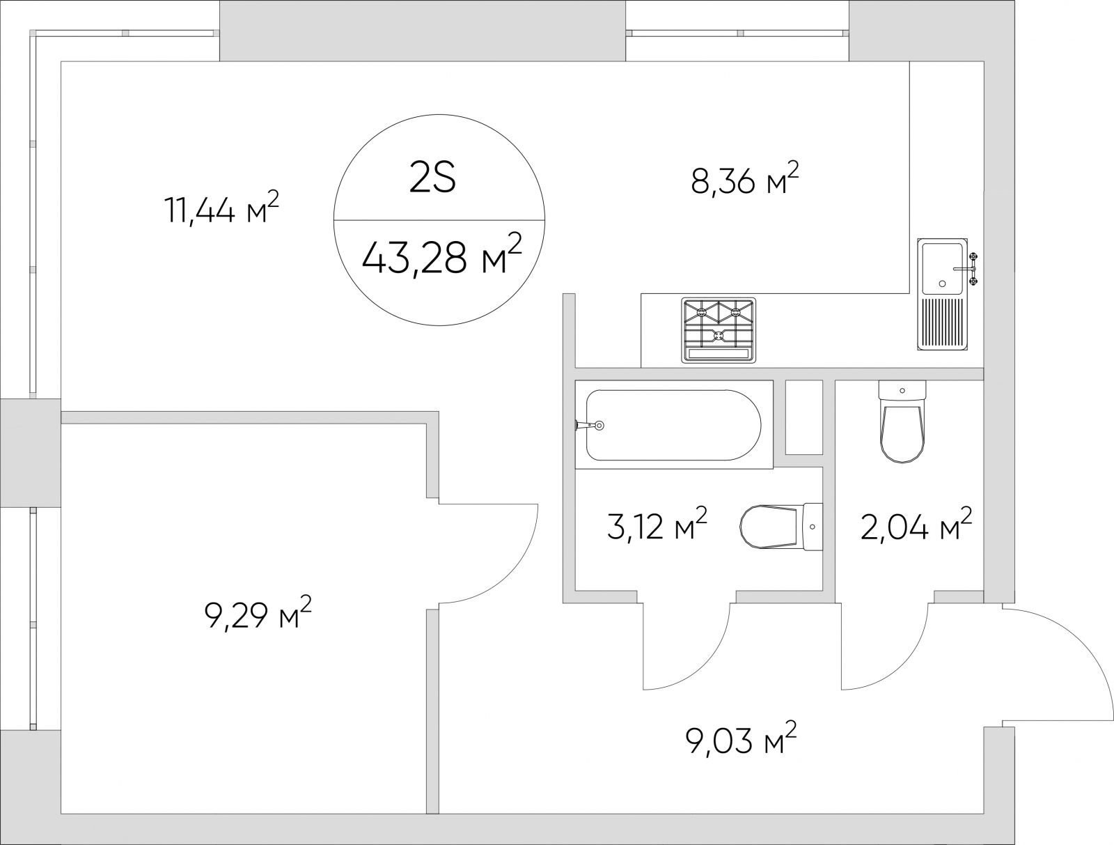 2-комнатная квартира с отделкой в ЖК Янила Драйв на 1 этаже в 1 секции. Сдача в 4 кв. 2021 г.