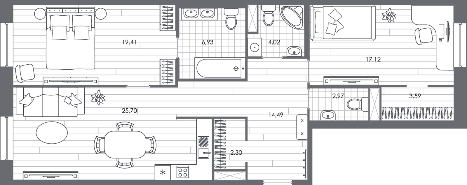 1-комнатная квартира (Студия) в ЖК Бунинские кварталы на 6 этаже в 4 секции. Сдача в 4 кв. 2024 г.