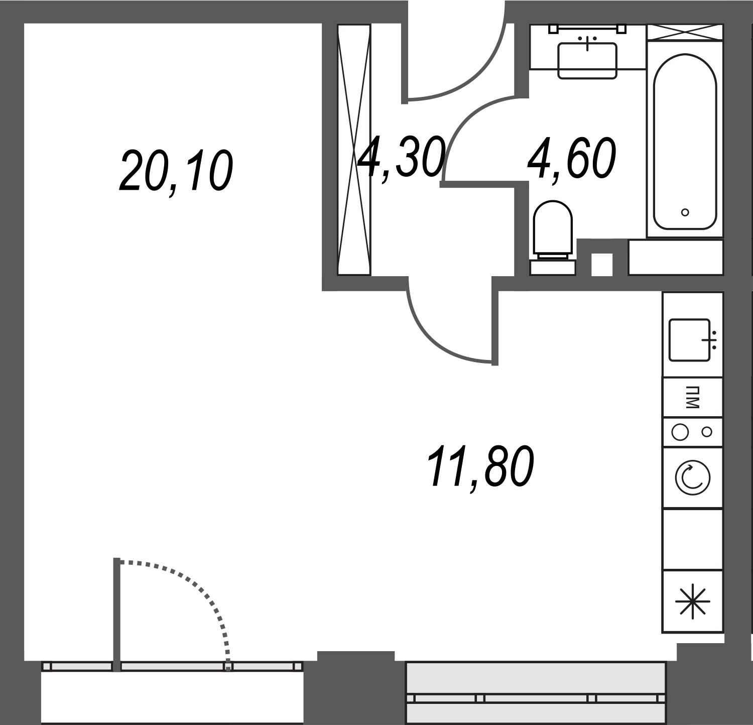 1-комнатная квартира с отделкой в ЖК Янила Драйв на 9 этаже в 2 секции. Сдача в 4 кв. 2021 г.