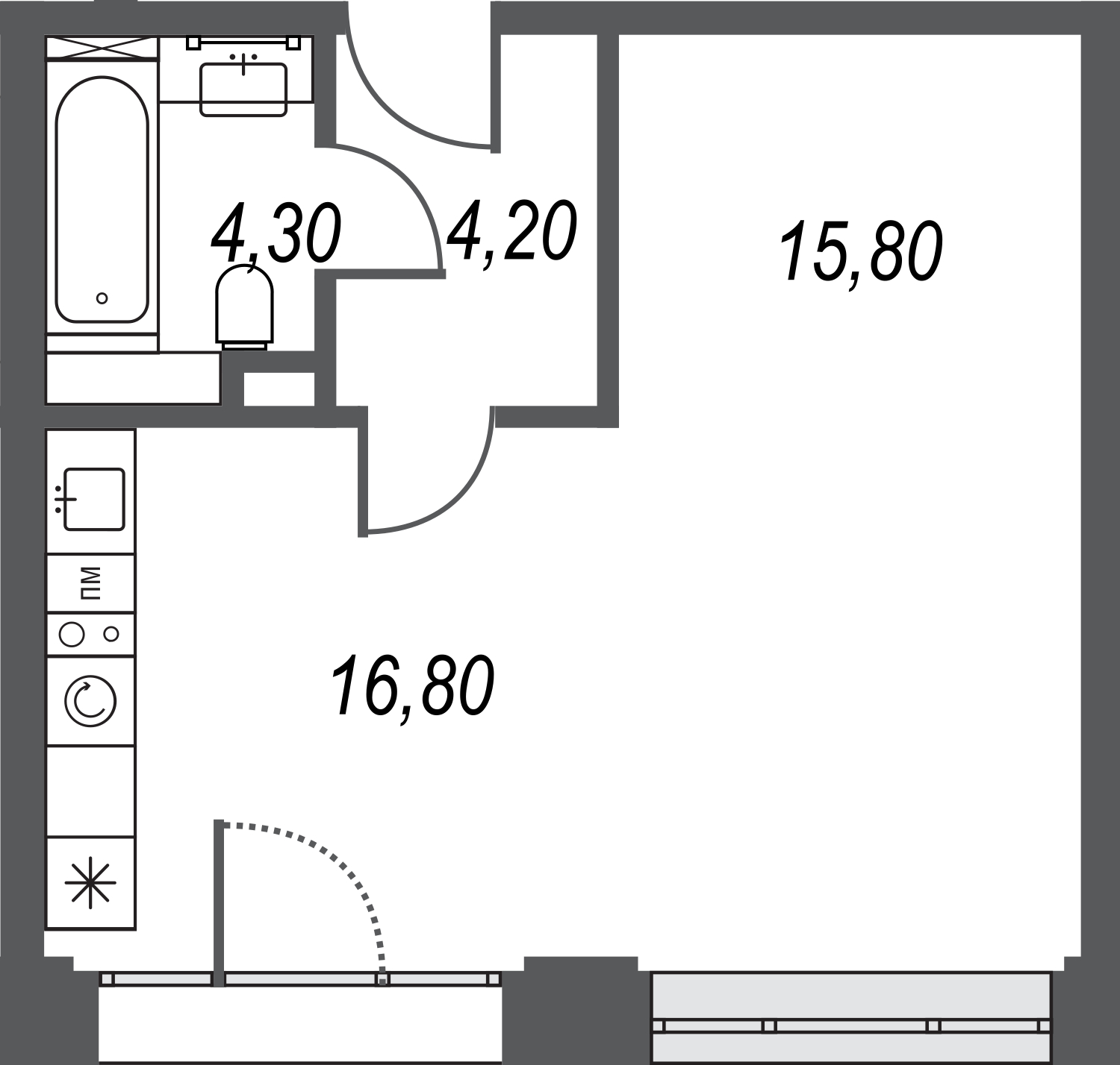 1-комнатная квартира с отделкой в ЖК Янила Драйв на 3 этаже в 1 секции. Сдача в 4 кв. 2021 г.