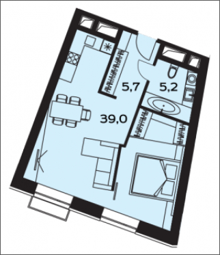 1-комнатная квартира с отделкой в ЖК Резиденции композиторов на 2 этаже в 3 секции. Сдача в 2 кв. 2021 г.