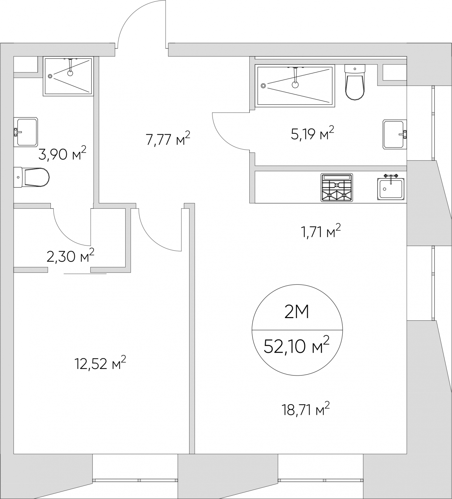 2-комнатная квартира с отделкой в ЖК City Bay на 16 этаже в 1 секции. Сдача в 3 кв. 2026 г.