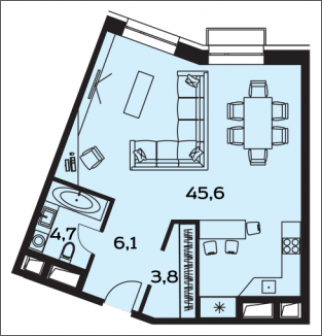 2-комнатная квартира в ЖК Лайм на 12 этаже в 3 секции. Дом сдан.