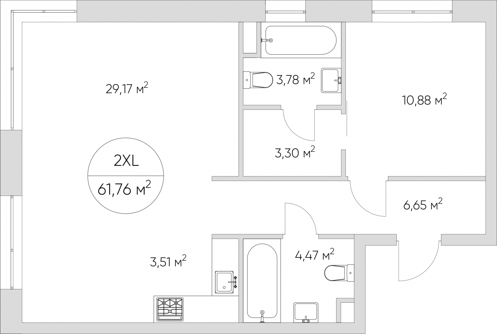 1-комнатная квартира (Студия) в ЖК AFI Park Воронцовский на 3 этаже в 1 секции. Сдача в 3 кв. 2023 г.