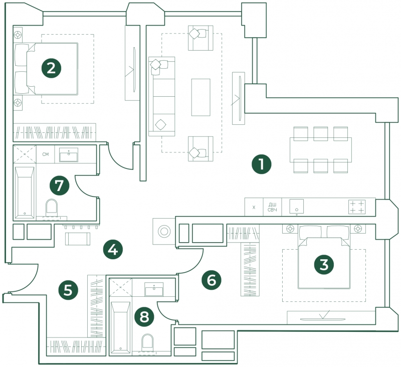 1-комнатная квартира в ЖК City Bay на 9 этаже в 1 секции. Сдача в 2 кв. 2024 г.
