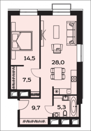 1-комнатная квартира (Студия) в ЖК Лайм на 19 этаже в 2 секции. Дом сдан.