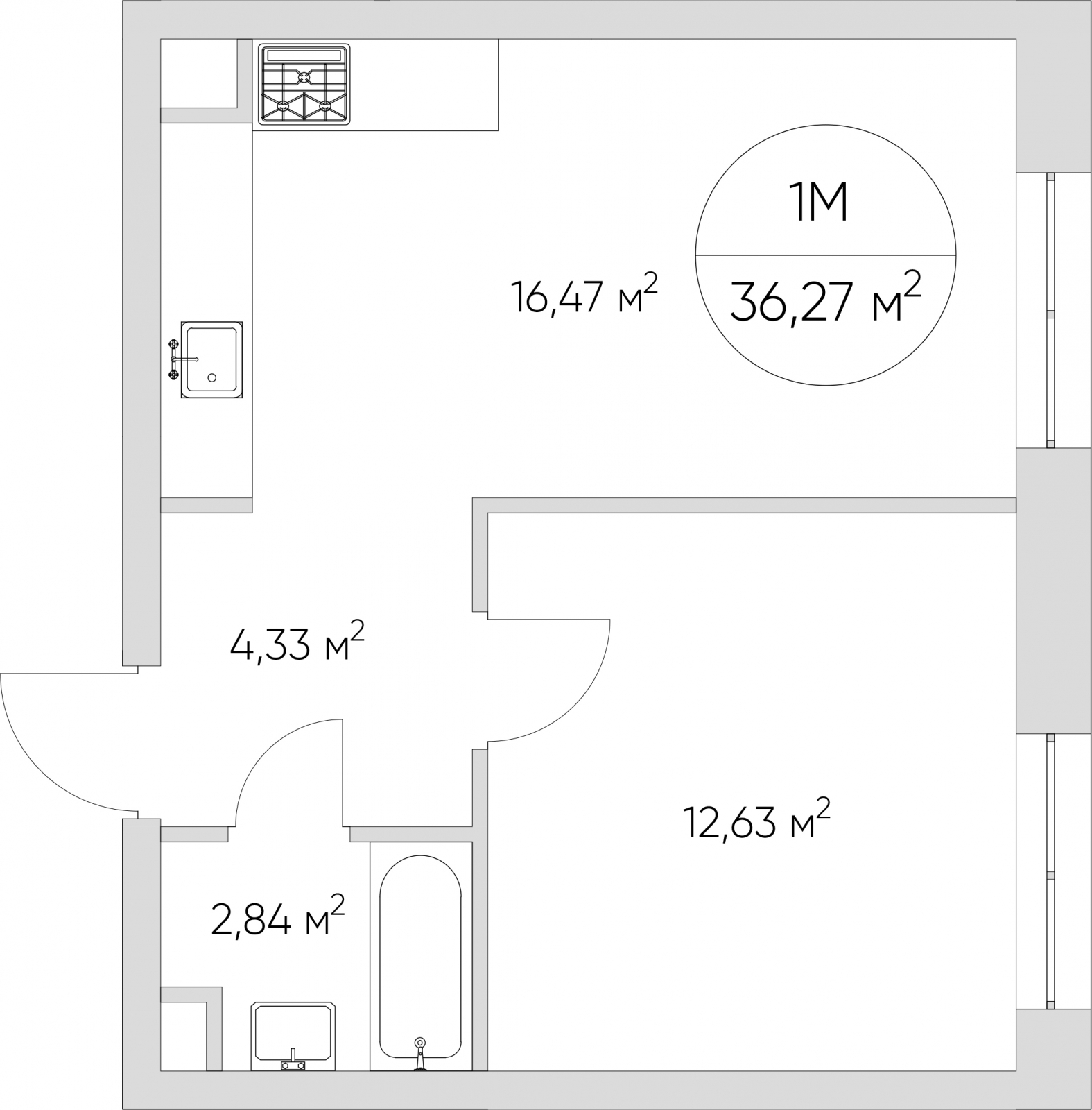 1-комнатная квартира с отделкой в ЖК Дом Достижение на 27 этаже в III секции. Сдача в 3 кв. 2023 г.