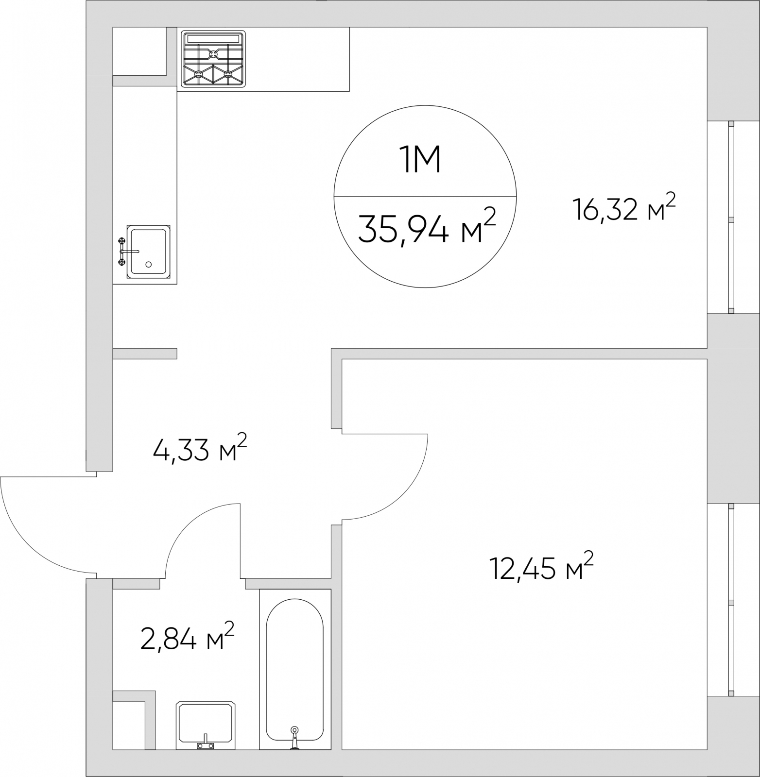 2-комнатная квартира с отделкой в ЖК Symphony 34 на 18 этаже в 1 секции. Сдача в 2 кв. 2025 г.