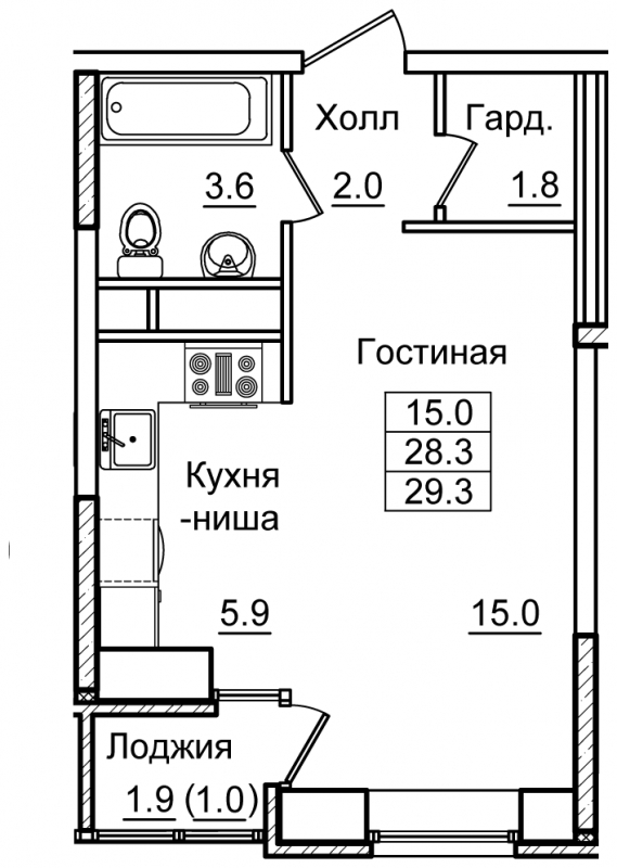 1-комнатная квартира с отделкой в ЖК Матвеевский Парк на 1 этаже в 1 секции. Сдача в 2 кв. 2024 г.