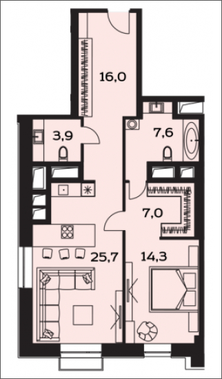 1-комнатная квартира (Студия) с отделкой в ЖК Лучи на 8 этаже в 1 секции. Сдача в 3 кв. 2024 г.