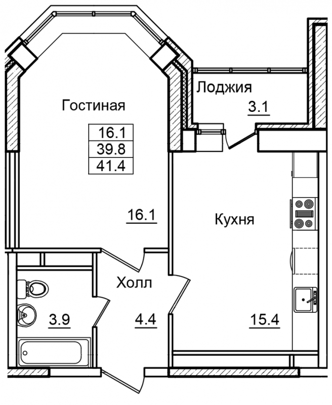 1-комнатная квартира с отделкой в ЖК Янила Драйв на 10 этаже в 5 секции. Сдача в 4 кв. 2021 г.