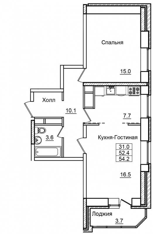 1-комнатная квартира с отделкой в ЖК Янила Драйв на 5 этаже в 1 секции. Сдача в 4 кв. 2021 г.