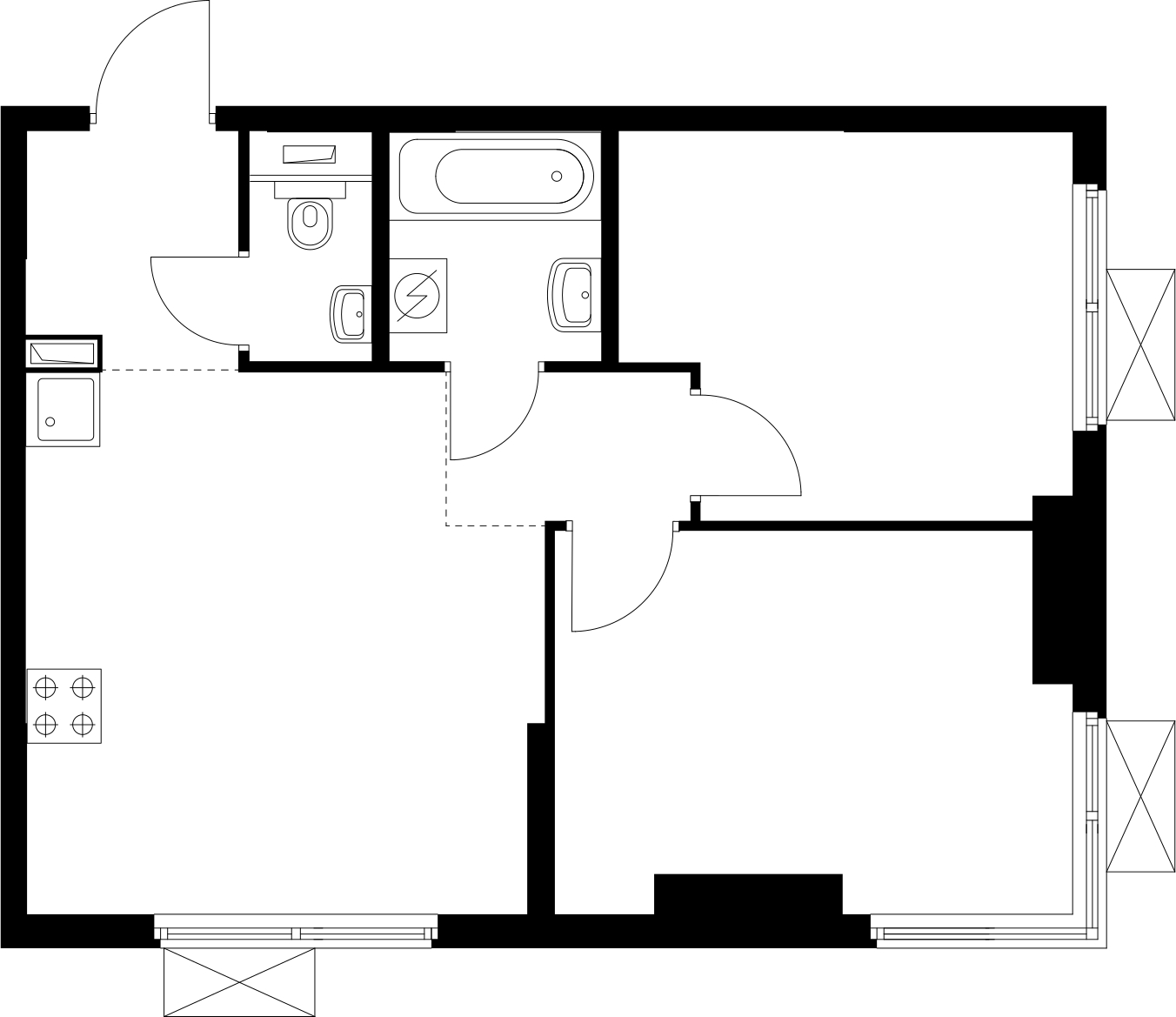 1-комнатная квартира (Студия) с отделкой в ЖК Бунинские кварталы на 4 этаже в 1 секции. Сдача в 1 кв. 2026 г.