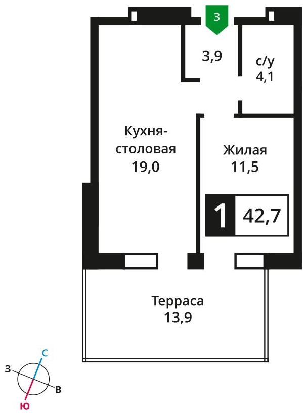 2-комнатная квартира с отделкой в ЖК Суздальское  шоссе 20 на 2 этаже в 1 секции. Сдача в 4 кв. 2022 г.