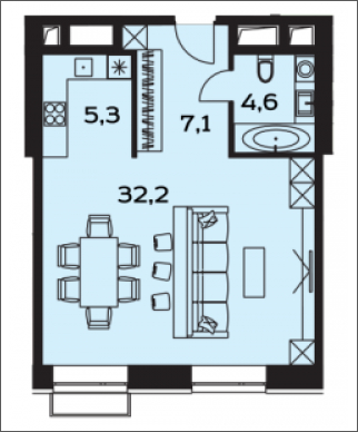 1-комнатная квартира (Студия) в ЖК Лайм на 6 этаже в 4 секции. Дом сдан.