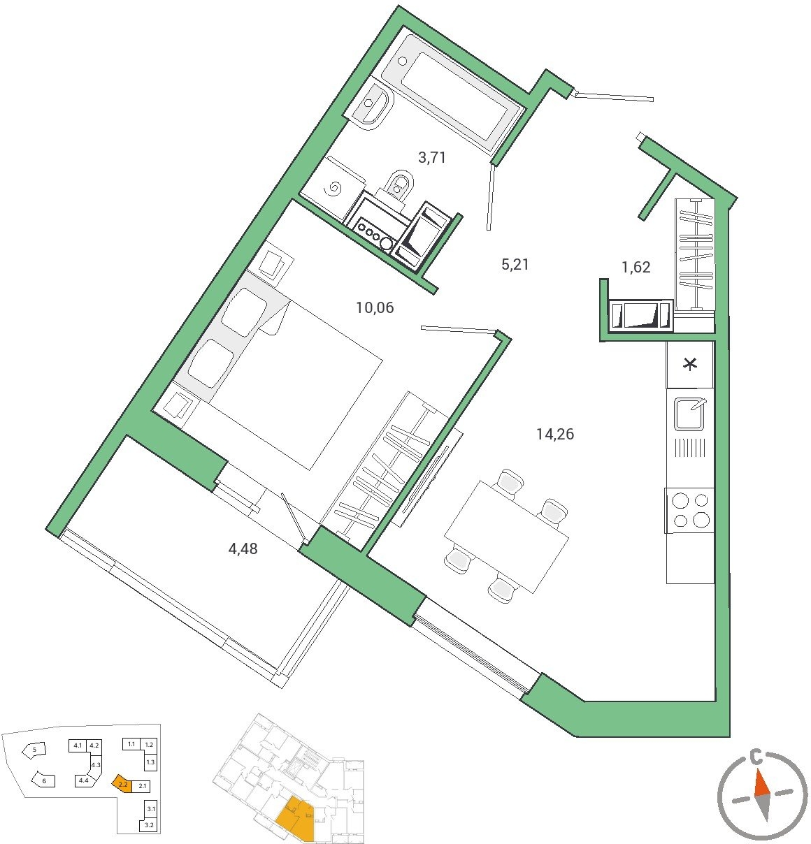 1-комнатная квартира с отделкой в ЖК Матвеевский Парк на 27 этаже в 1 секции. Сдача в 4 кв. 2024 г.