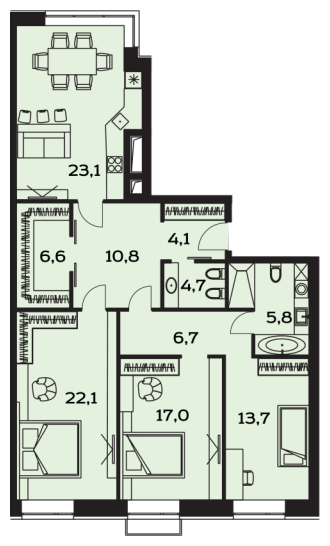 2-комнатная квартира в ЖК Лайм на 10 этаже в 4 секции. Дом сдан.
