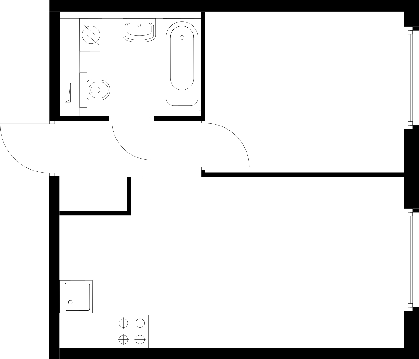 1-комнатная квартира (Студия) с отделкой в ЖК Матвеевский Парк на 9 этаже в 1 секции. Сдача в 2 кв. 2024 г.