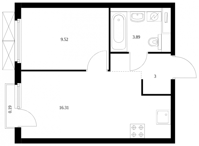2-комнатная квартира в ЖК N'ICE LOFT на 3 этаже в 1 секции. Сдача в 1 кв. 2024 г.