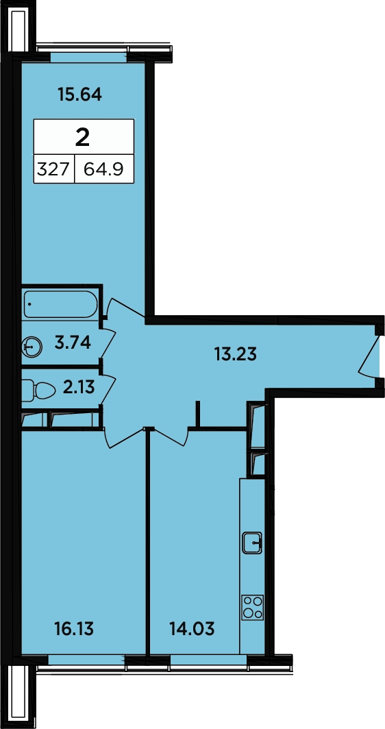1-комнатная квартира (Студия) в ЖК Легендарный Квартал на Березовой  аллее на 17 этаже в 2 секции. Сдача в 3 кв. 2019 г.