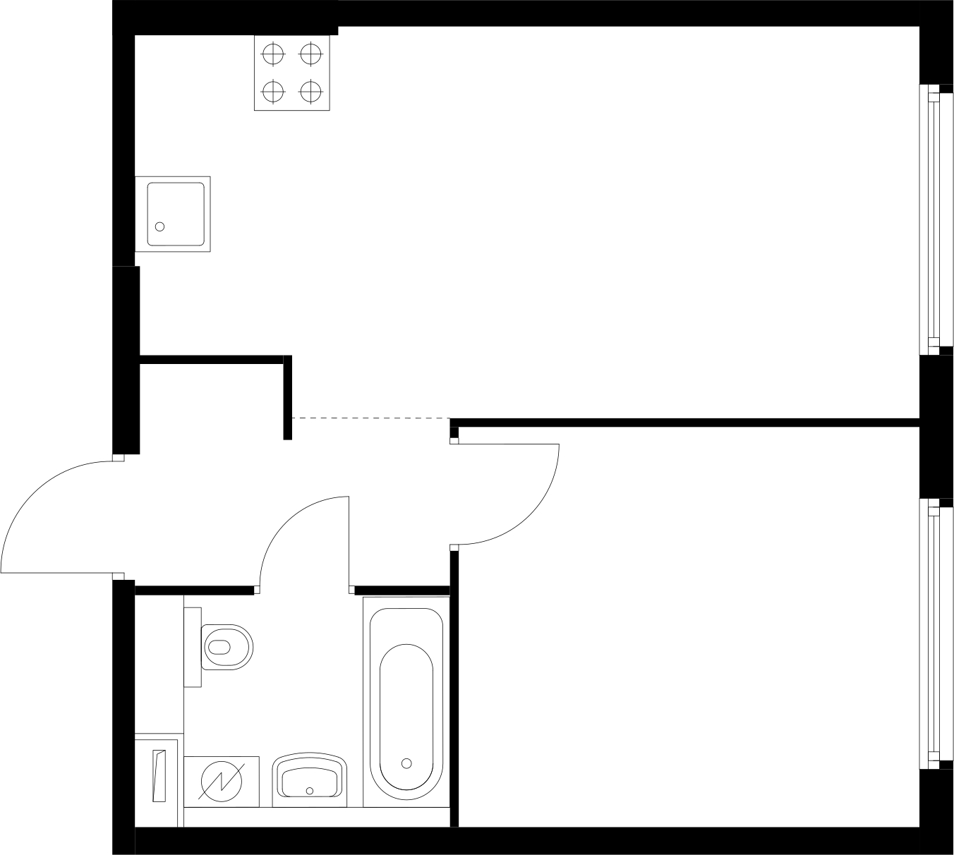 1-комнатная квартира в ЖК N'ICE LOFT на 9 этаже в 1 секции. Сдача в 1 кв. 2024 г.