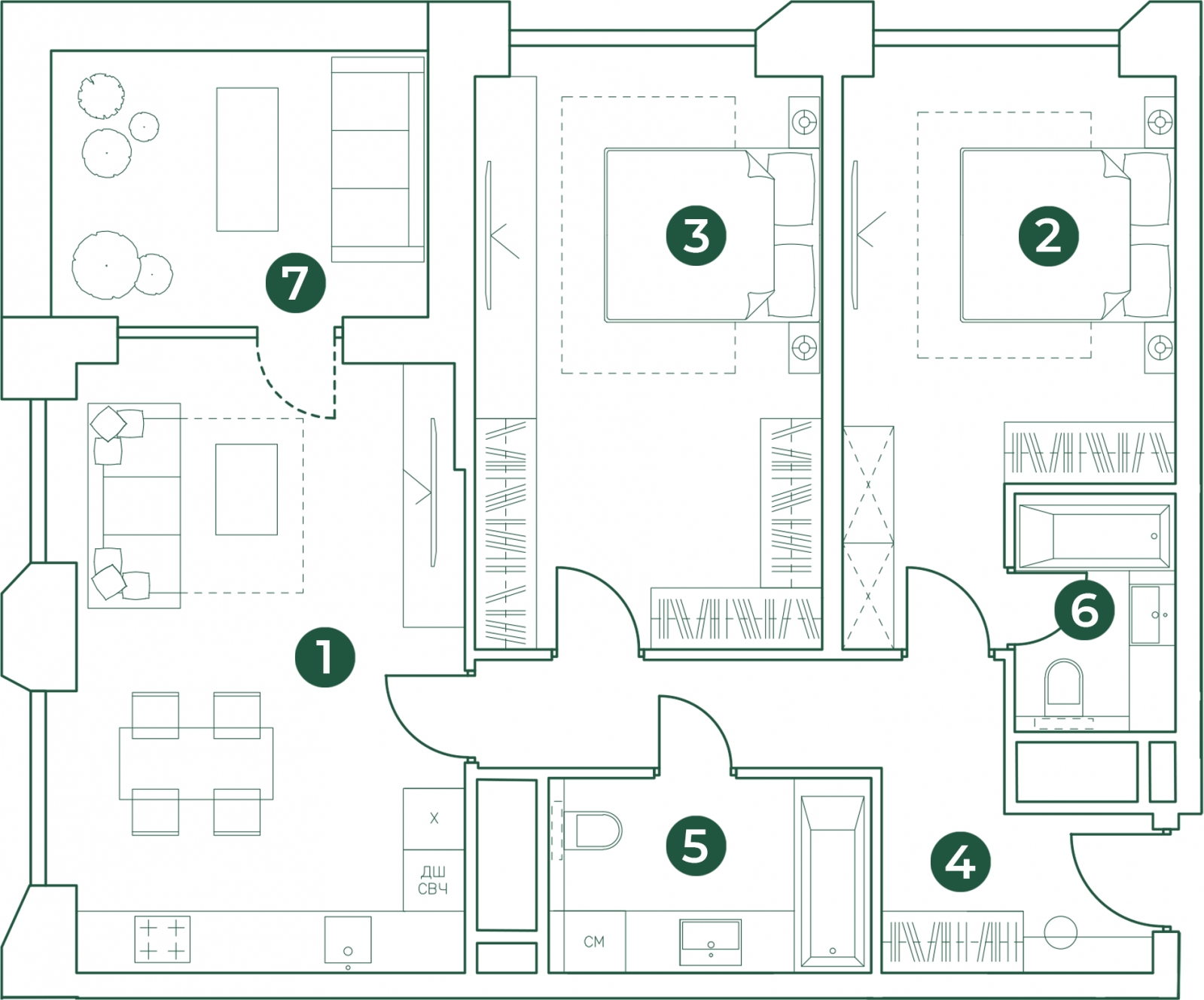 4-комнатная квартира в ЖК MYPRIORITY Dubrovka на 12 этаже в 3 секции. Сдача в 2 кв. 2025 г.