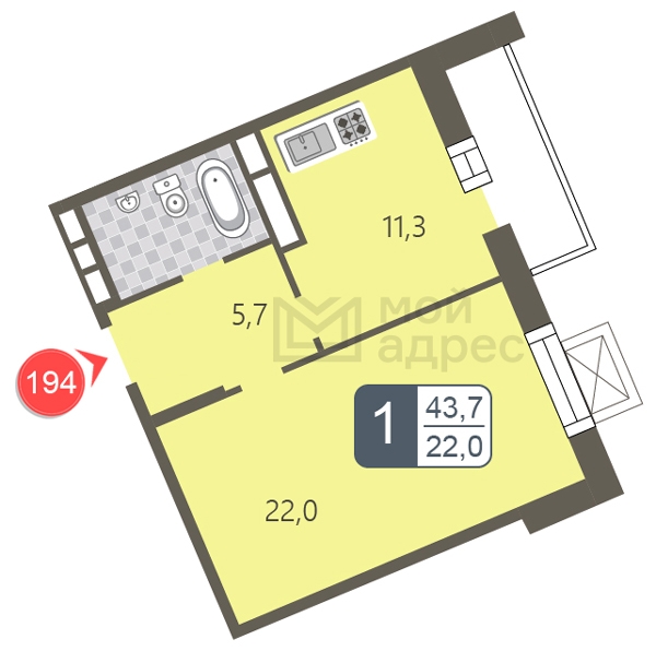 3-комнатная квартира в ЖК MYPRIORITY Basmanny на 15 этаже в 12 секции. Сдача в 3 кв. 2024 г.