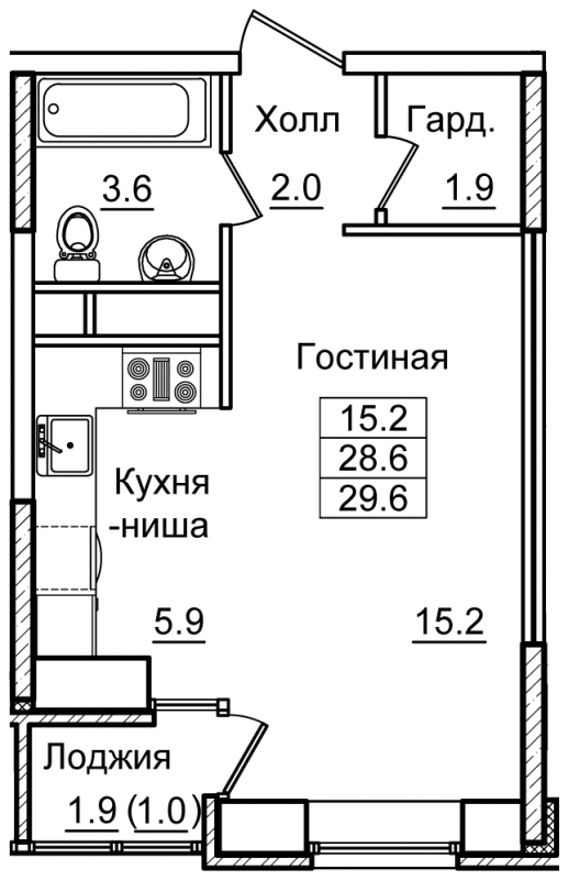 3-комнатная квартира в ЖК N'ICE LOFT на 8 этаже в 1 секции. Сдача в 1 кв. 2024 г.