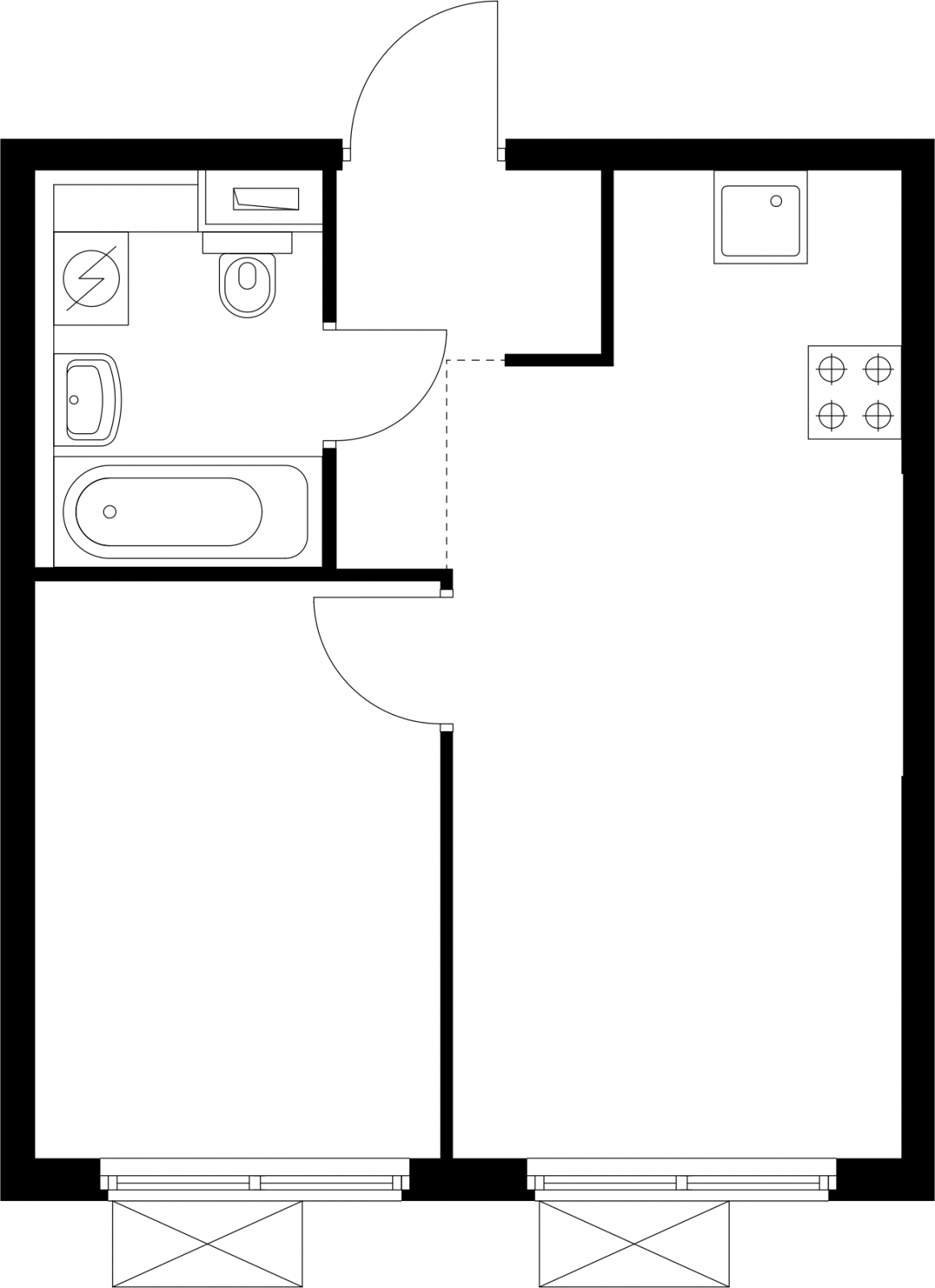 1-комнатная квартира (Студия) в ЖК N'ICE LOFT на 5 этаже в 1 секции. Сдача в 1 кв. 2024 г.
