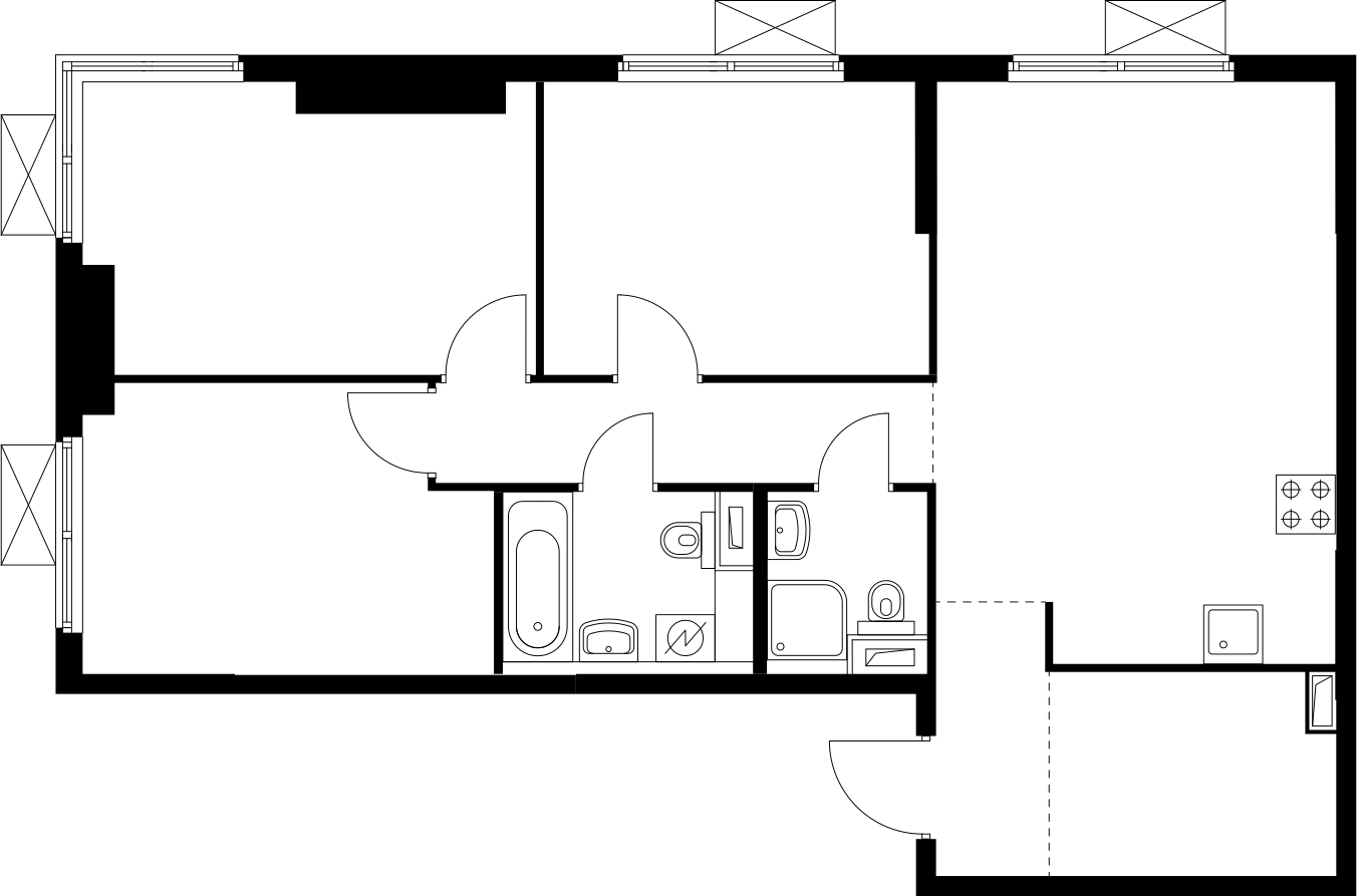 1-комнатная квартира (Студия) с отделкой в ЖК Матвеевский Парк на 24 этаже в 1 секции. Сдача в 4 кв. 2024 г.