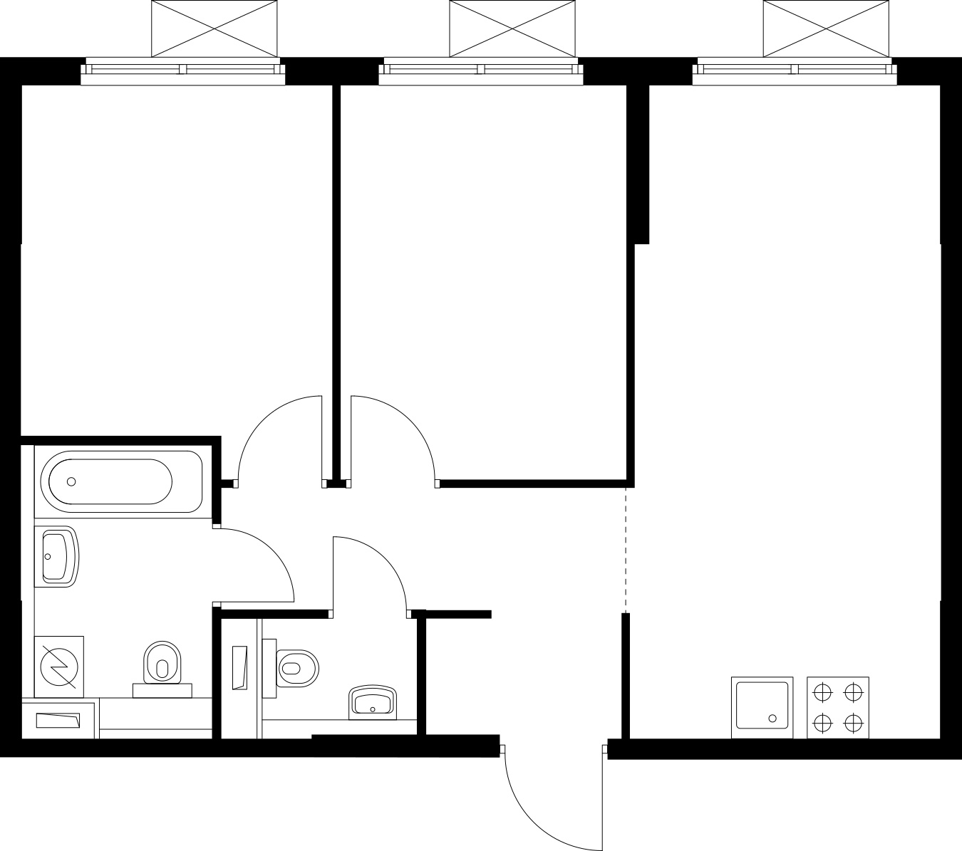 1-комнатная квартира (Студия) в ЖК N'ICE LOFT на 3 этаже в 1 секции. Сдача в 1 кв. 2024 г.