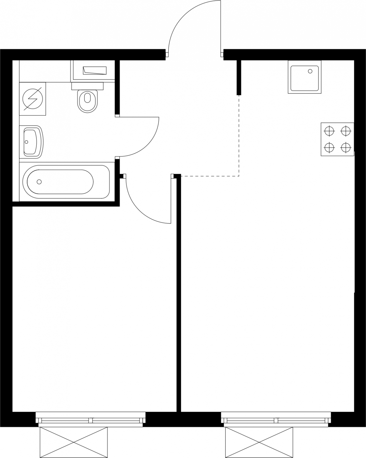 1-комнатная квартира (Студия) в ЖК N'ICE LOFT на 4 этаже в 1 секции. Сдача в 1 кв. 2024 г.