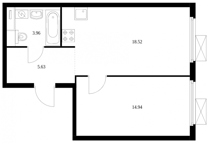 3-комнатная квартира с отделкой в ЖК City Bay на 6 этаже в 1 секции. Сдача в 3 кв. 2026 г.