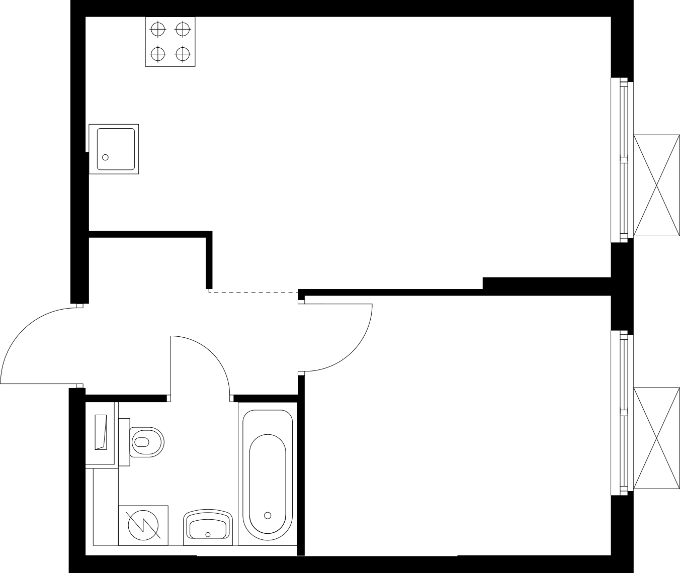 2-комнатная квартира с отделкой в ЖК N'ICE LOFT на 4 этаже в 1 секции. Сдача в 1 кв. 2024 г.