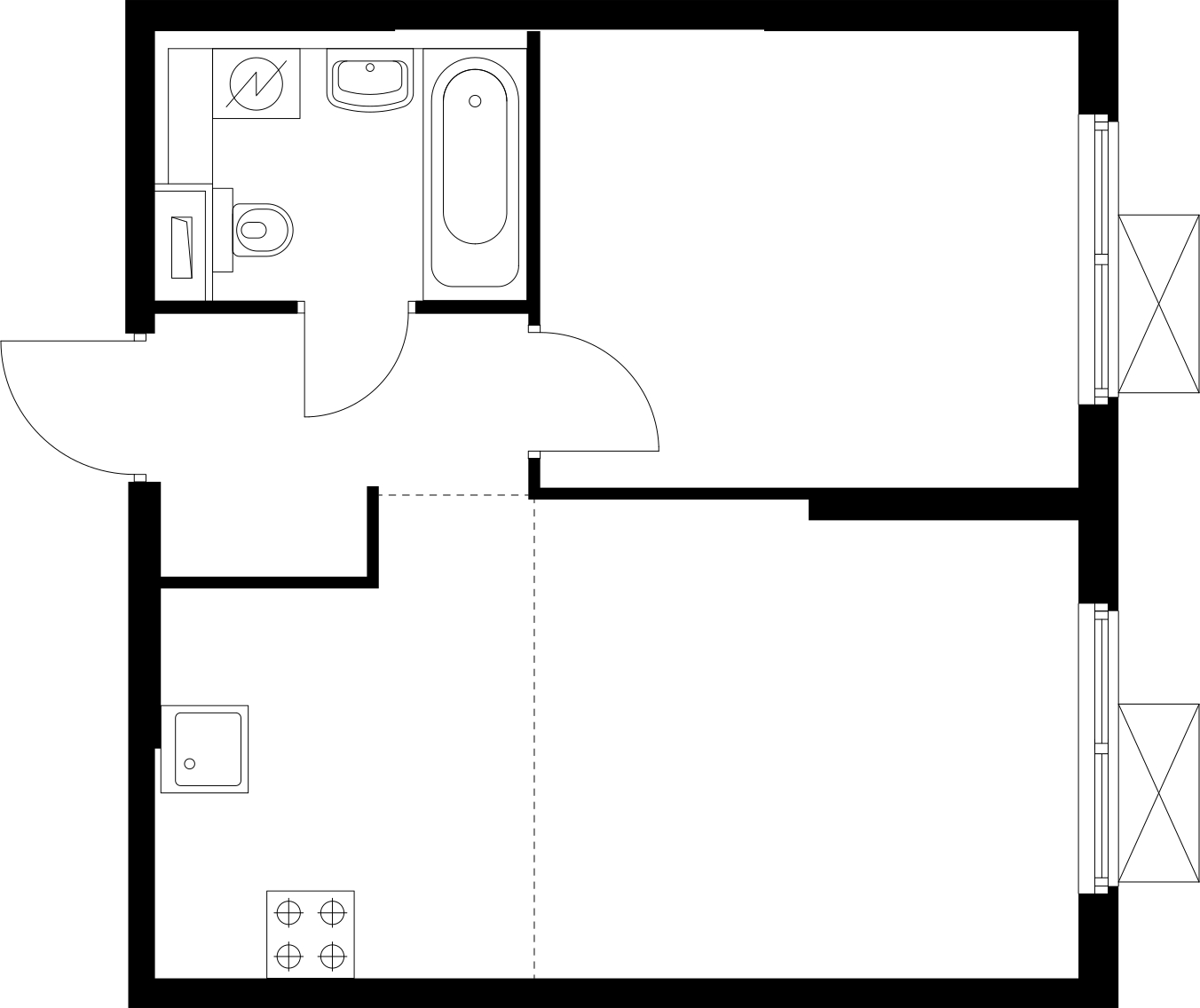 1-комнатная квартира (Студия) с отделкой в ЖК City Bay на 7 этаже в 1 секции. Сдача в 3 кв. 2026 г.
