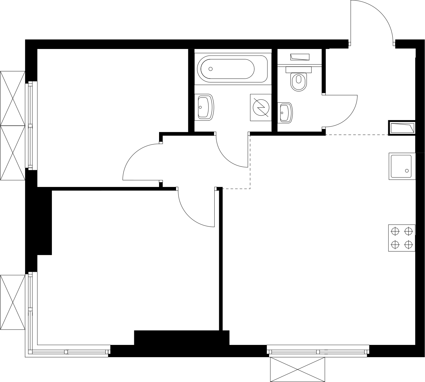 1-комнатная квартира (Студия) с отделкой в ЖК Смарт Квартал Лесная Отрада на 4 этаже в 1 секции. Сдача в 3 кв. 2022 г.