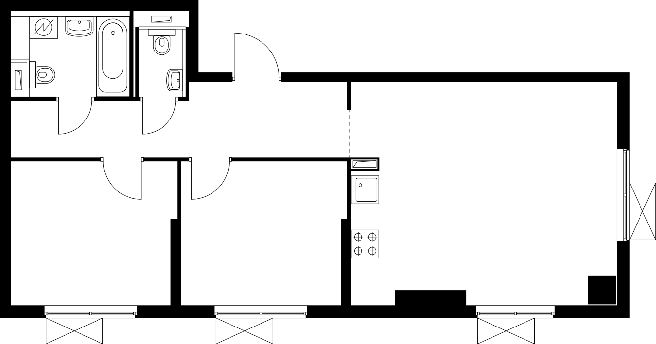 1-комнатная квартира (Студия) в ЖК N'ICE LOFT на 7 этаже в 1 секции. Сдача в 1 кв. 2024 г.