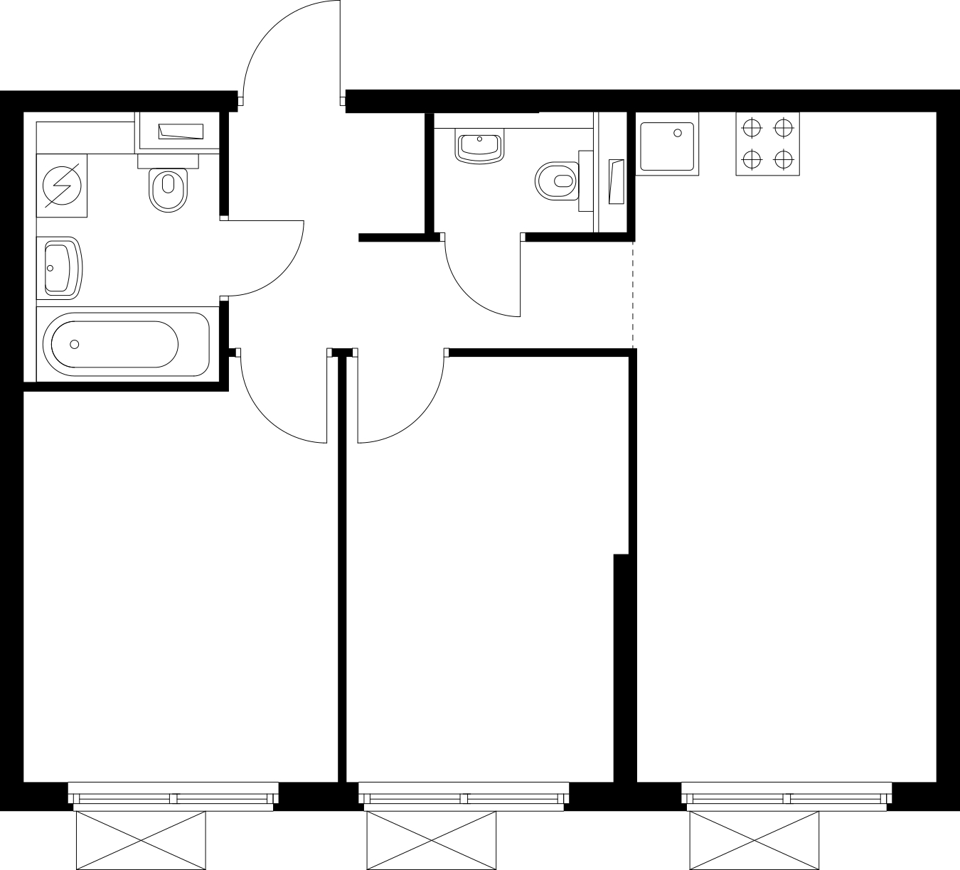 3-комнатная квартира в ЖК SHAGAL на 3 этаже в 1 секции. Сдача в 1 кв. 2024 г.
