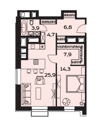 2-комнатная квартира с отделкой в ЖК Октябрьское Поле на 21 этаже в 3 секции. Сдача в 2 кв. 2024 г.