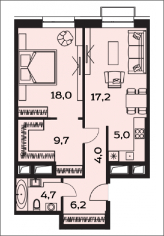 3-комнатная квартира с отделкой в МФК Маршал на 10 этаже в 1 секции. Дом сдан.