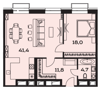 2-комнатная квартира с отделкой в МФК Маршал на 11 этаже в 1 секции. Дом сдан.