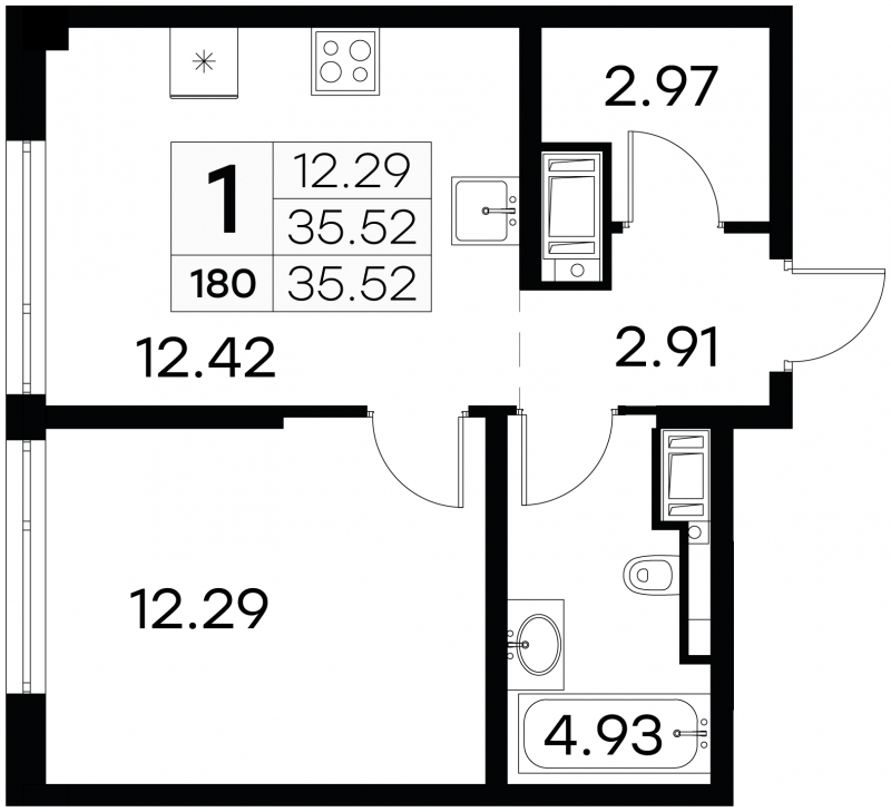 1-комнатная квартира с отделкой в ЖК Матвеевский Парк на 32 этаже в 1 секции. Сдача в 4 кв. 2024 г.