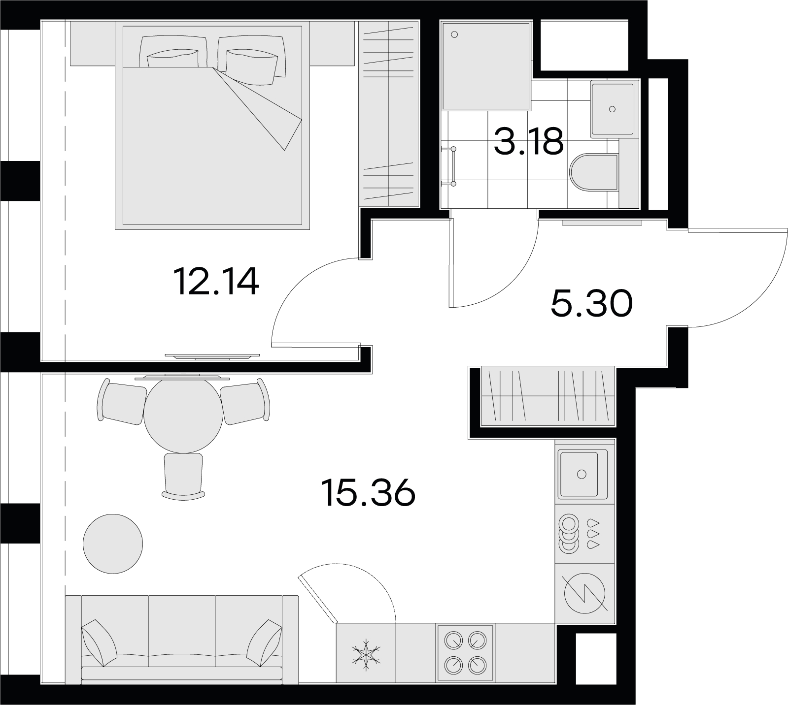 1-комнатная квартира с отделкой в ЖК Янила Драйв на 4 этаже в 5 секции. Сдача в 4 кв. 2021 г.