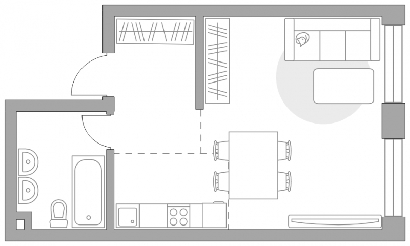 1-комнатная квартира (Студия) в ЖК MYPRIORITY Basmanny на 4 этаже в 5 секции. Сдача в 3 кв. 2024 г.
