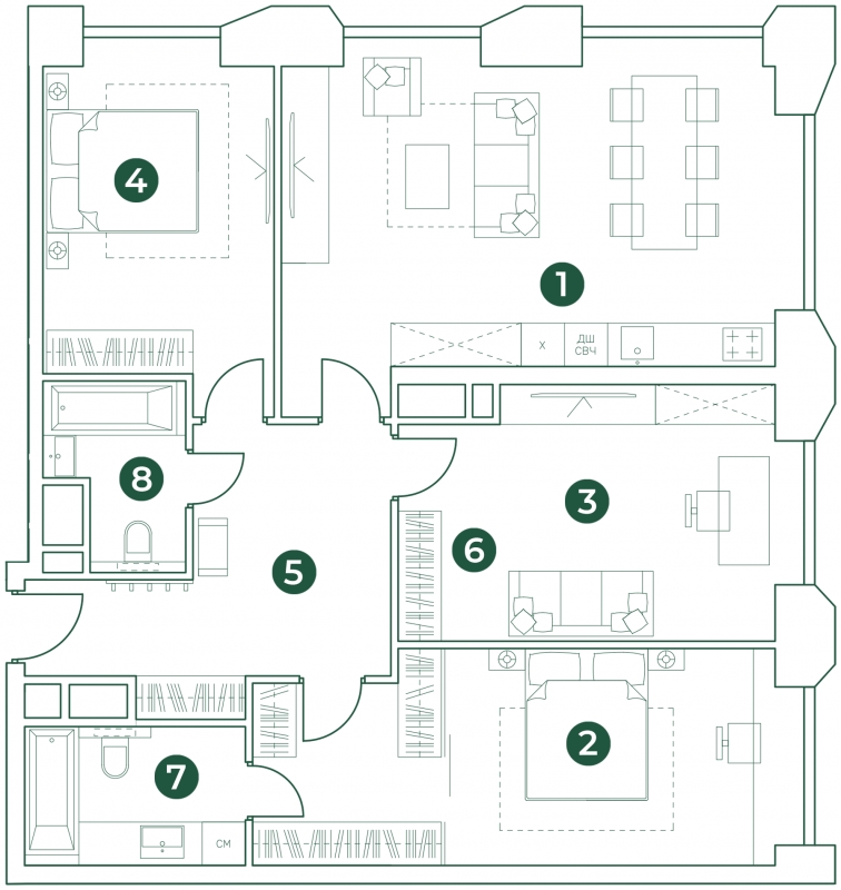 1-комнатная квартира в ЖК Северная корона на 6 этаже в 1 секции. Сдача в 4 кв. 2023 г.