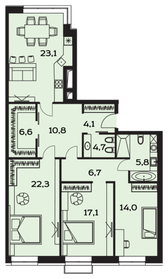 1-комнатная квартира (Студия) с отделкой в ЖК Лучи на 12 этаже в 1 секции. Сдача в 3 кв. 2024 г.
