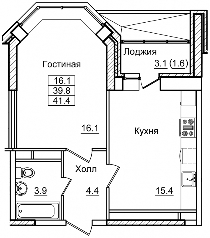 1-комнатная квартира с отделкой в ЖК Матвеевский Парк на 25 этаже в 1 секции. Сдача в 1 кв. 2025 г.