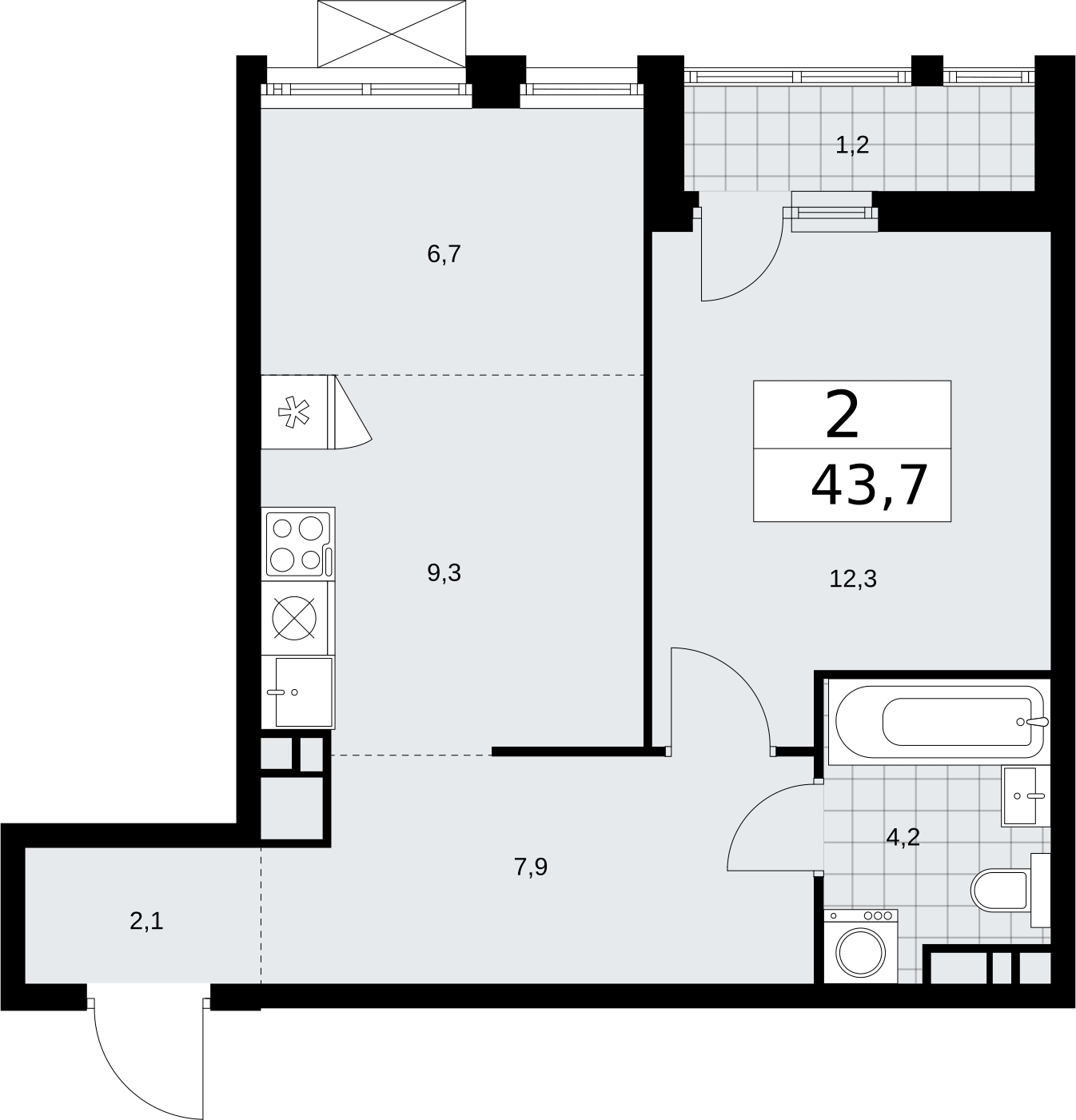 2-комнатная квартира с отделкой в ЖК Матвеевский Парк на 32 этаже в 1 секции. Сдача в 2 кв. 2024 г.