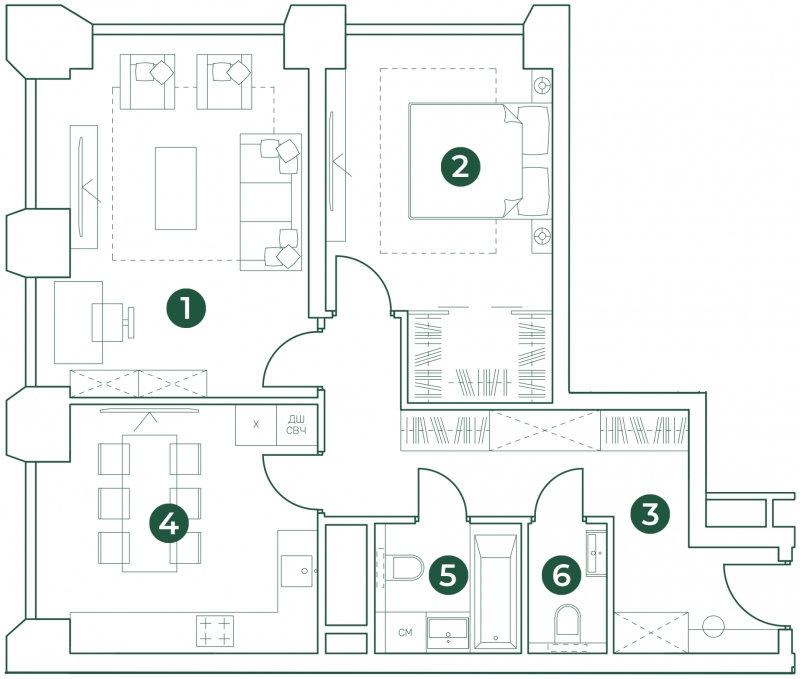 2-комнатная квартира в ЖК MYPRIORITY Basmanny на 8 этаже в 6 секции. Сдача в 3 кв. 2024 г.