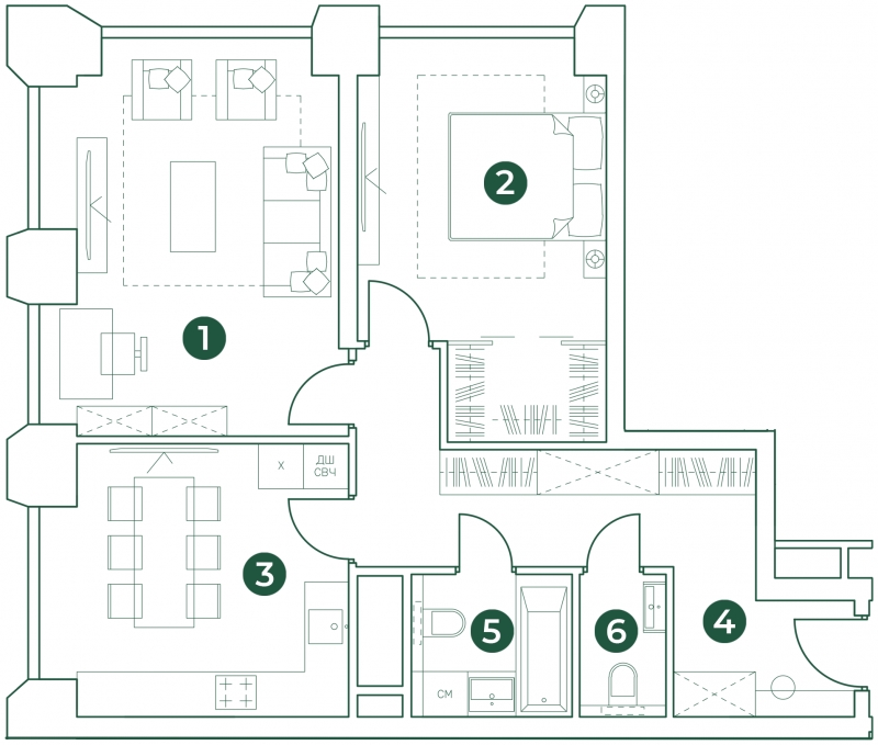2-комнатная квартира в ЖК MYPRIORITY Basmanny на 15 этаже в 16 секции. Сдача в 3 кв. 2024 г.